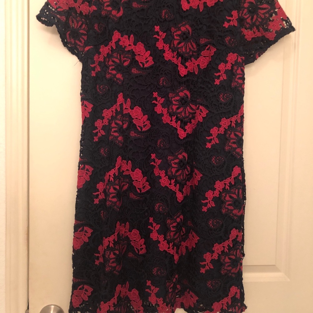 Banana Republic size 14 Navy/Mauve Crochet Dress